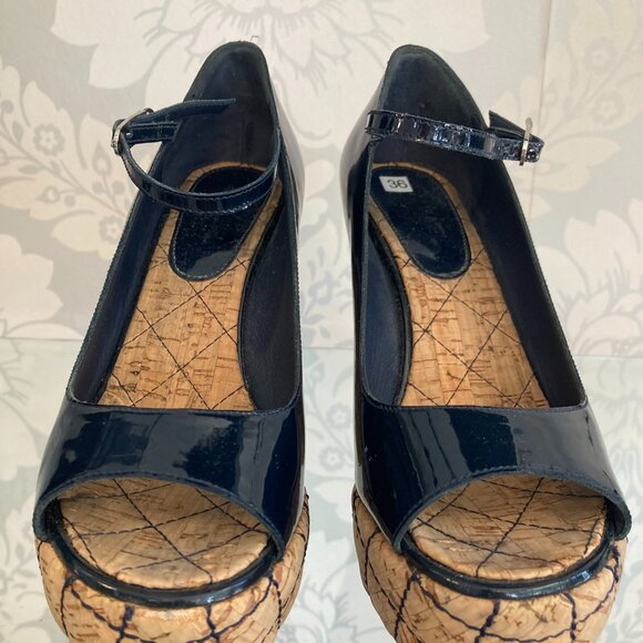 Chanel Patent Leather Cork Wedge  - Size 36 - Picture 1 of 6